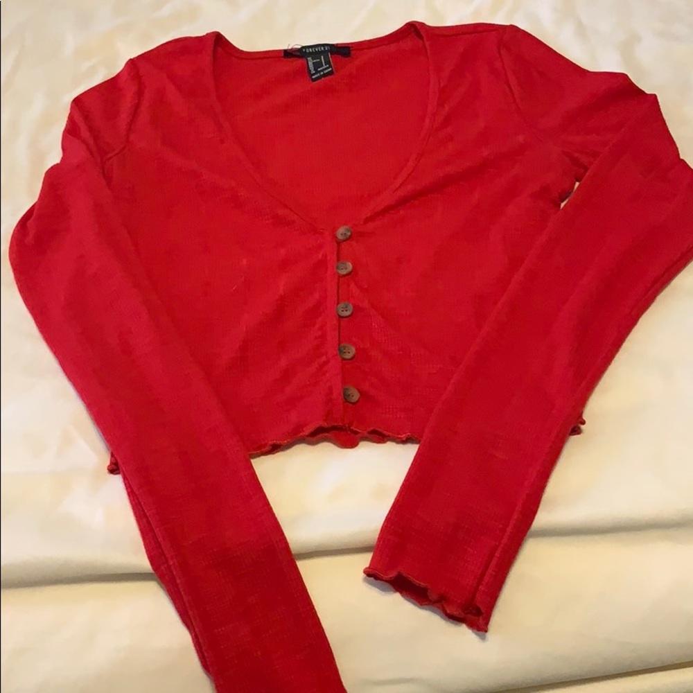 Red forever 21 Crop long sleeve